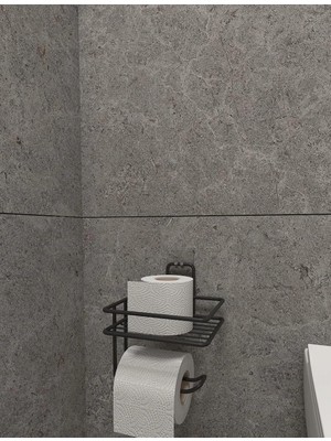 Hype Store Alper Banyo Yapışkanlı Tuvalet Kağıtlığı Tutacağı Askısı Mat Siyah Metal Tuvalet Kağıtlık Tuvalet Ka