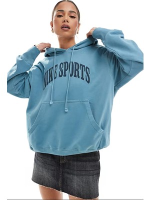 Nike Sportswear Phoenix Fleece Oversized Terry Hoodie Kadın Sweatshirt Açık Mavi