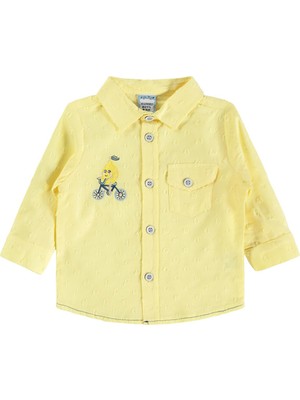 Lüks Kumru Tekstil Kumru Hırka Nakışlı Gömlek Pantolon 6-18 Ay Takım - Sarı 9-12 Ay