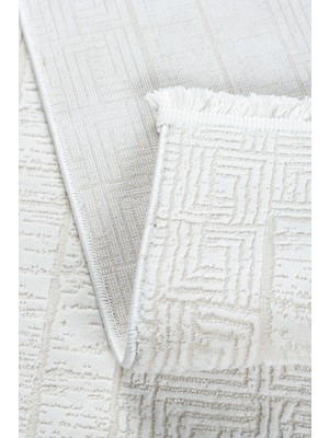 Estiva Home Krem Beyaz Bambu Dokulu Salon Halısı 4–6 M² | Modern  Taban Antialerjik Toz Tutmaz