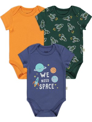 Civil Baby Roket Empirmeli 3 Lü 0-36 Ay Çıtçıtlı Badi - Yeşil 1-3 Ay