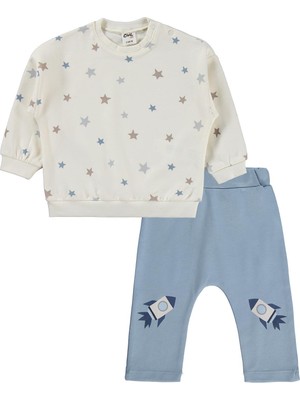 Civil Baby Yıldız Empirme 6-18 Ay Takım - Ekru 9-12 Ay