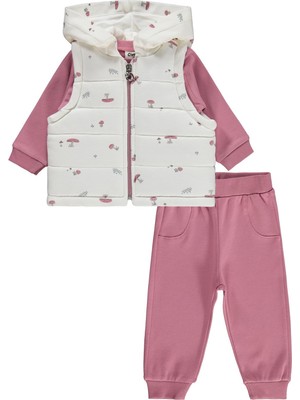 Civil Baby Mantar Baskılı 3'lü 6-18 Ay Takım - Pembe 6-9 Ay