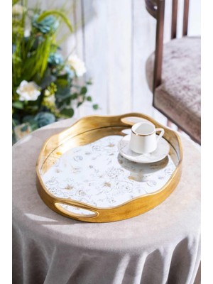 Acar Rosa Aynalı Oval Büyük Tepsi 43X35CM