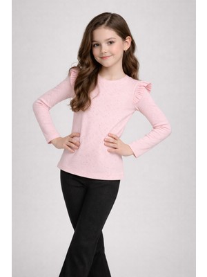 Mini Kanka Kız Çocuk 2’li Takım – Fırfırlı Uzun Kollu Bluz ve Tayt, Şık & Rahat Günlük Kombin