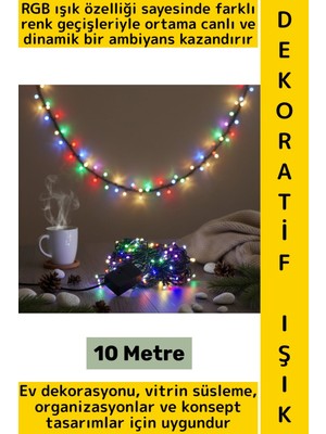 Wintoup Dekoratif Aydınlatma Ev Vitrin Organizasyon Süsleme Çok Şık Estetik Damla Uçlu 100 LED Işık 10 Metre