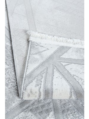 Estiva Home Açık Gri Bambu Dokulu Modern Salon Halısı 4–6m² | Antialerjik