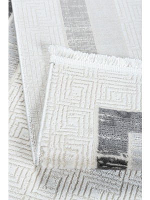 Estiva Home Açık Gri Bambu Dokulu Salon Halısı 4–6 M² |  Taban Antialerjik Toz Tutmaz