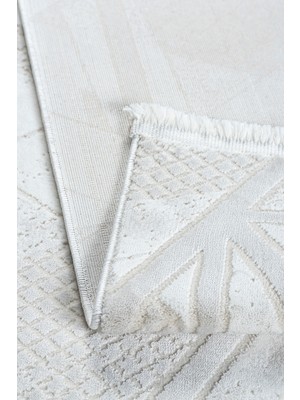 Estiva Home Modern Krem Beyaz Bambu Dokulu Salon Halısı 4–6m² | Antialerjik