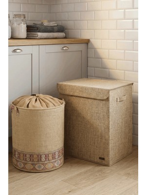 Prendi Home Jüt Organizer Set Büyük Boy Jüt Kutu ve Garnili Jüt Fileli Sepet Çok Amaçlı Set