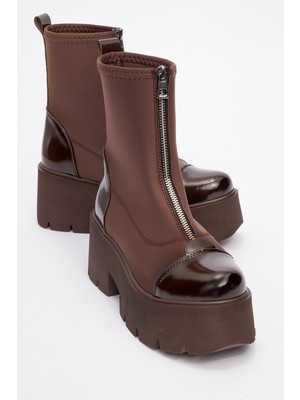 Luvi Joya Kahve Rugan Scuba Kalın Taban Kadın Bot