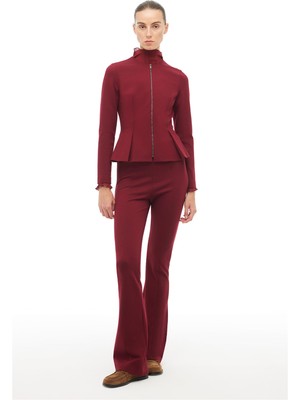 Perspective Bordo Slim Fit Kısa Ceket