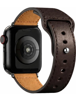 Alstrap Apple Watch 11-10(46MM) 9 8 7(45MM) 5 6 SE(44MM) Uyumlu Spor Deri Görünümlü Kordon