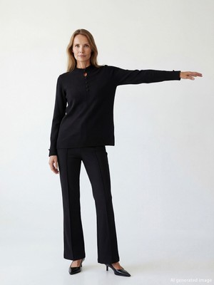 Lc Waikiki Yeni Sezon Fırfırlı Dik Yaka Kadın Triko Kazak