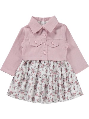 Lüks Kumru Tekstil Civil Girls Ceketli Çiçekli 2 Li 2-5 Yaş Elbise - Pembe 2-3 Yaş