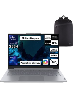 Lenovo Thinkbook 14 G8 Ial Ultra 7-255H 32-Gbddr5 4 Tbssd Intel Arc Graphics 14" Windows 10 Pro + Hmf Sırt Çantası 21SJ007BTXHMF72