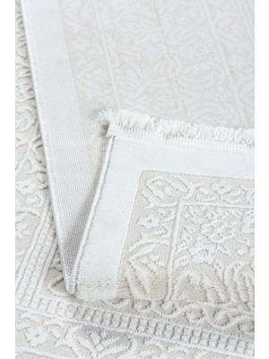 Estiva Home Krem Beyaz Bambu Dokulu Modern Salon Halısı 4–6m² | Antialerjik  Oturma Odası