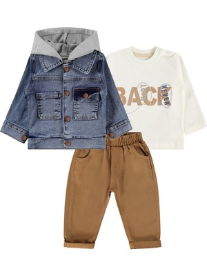 Concept Kot Kapşonlu Ceketli 3'lü 6-18 Ay Takım - Gri 6-9 Ay