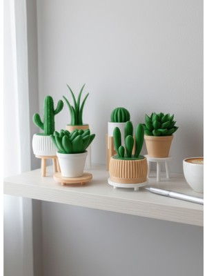 6'lı Yapay Kaktüs Set (18 Parça) - Yapay Çiçek - Yapay Bitki