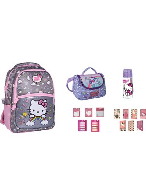GENC DIJITAL BASKI Hello Kıtty Okul Çantası Seti (15 Parça)