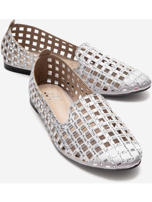 Luvi Sılva Gümüş Taşlı Kadın Babet Ayakkabı