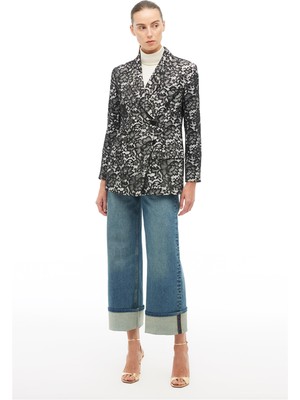 Perspective Siyah Kruvaze Kırlangıç Yaka Ceket