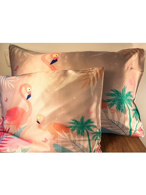 ICON SILK %100 Saf Ipek Çocuk Yastık Kılıfı (Pembe Flamingo)