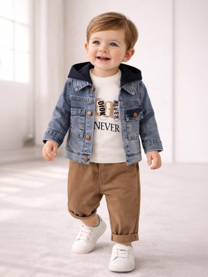 Concept Kot Kapşonlu Ceketli 3'lü 6-18 Ay Takım - Lacivert 6-9 Ay