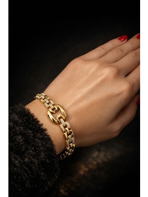 Solène Mira Altın Kaplama Zirkon Taşlı Bileklik