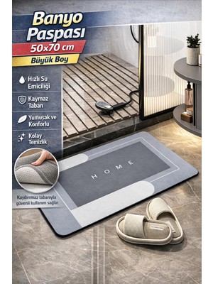 Manosta ( 1 Adet ) 50X70 cm Banyo, Mutfak Paspası Kaymaz Tabanlı Su Emici Dikdörtgen Yapı - Kolay Temizlenir