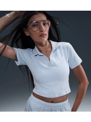 Nike Essential Ss Polo Crop Top Crop Açık Mavi Kadın Polo Yaka T-Shirt DV7884-423