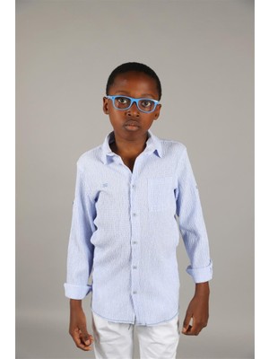 Nanica 06 - 16 Yaş Erkek Çocuk Mavi Uzun Kol Gömlek