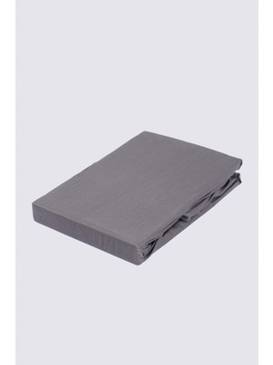 Ecocotton Tek Kişilik Lastikli Çarşaf  Organik Pamuk Saten Antrasit 120X200 cm