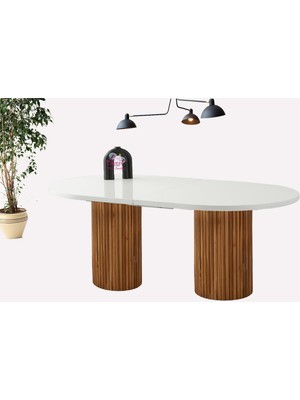 Sweet Home Masa Sandalye Açılır Oval Picasso Beyaz Yemek Masası Mdf  Mutfak,salon,yemek Odası Masası