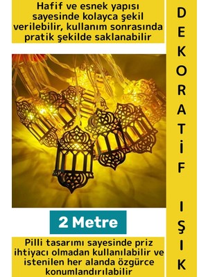 Wintoup Ev Dekorasyonu Mağaza Vitrin Süsleme Şık Estetik Ramazan Kandili Model Dekoratif LED Işık 2 Metre