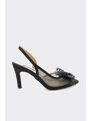 Derinet Fiyonk Aksesuarlı Tül Kadın Abiye Ayakkabı
