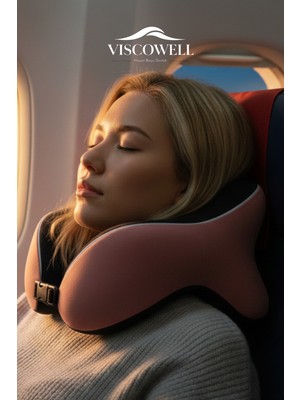 Viscowell Ortopedik Boyun Yastığı Visco Boyun Destekli Seyahat Boyun Yastığı Araba Ev Uçak Taşınabilir