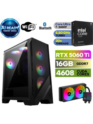 MSI Şafak-Gaming Pc | Yapay Zeka Destekli |ıntel Core Ultra 7 265KF | Rtx 5060Tİ 16GB | 32 GB Ddr5 Ram | H810 Anakart | 1tb Nvme 5000 4000 | 240MM Sıvı Soğutma -