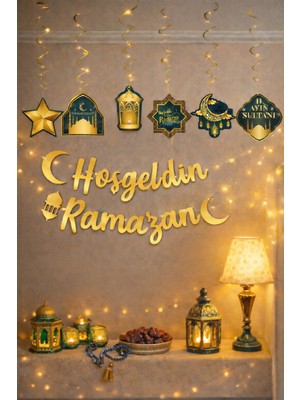 LED Işıklı Ramazan Hoşgeldin Yazısı Tavan Süsü Seti