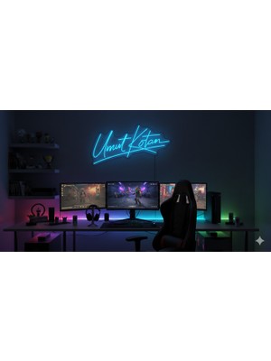 Neonled Kişiye Özel Isim-Soyisim Imza Neon LED Yazı Dekoratif Aydınlatma (71X37 Cm)