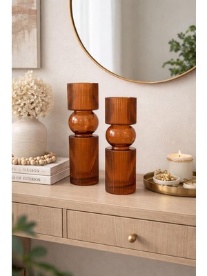 Aydınev 2 Li Amber Cam Vazo