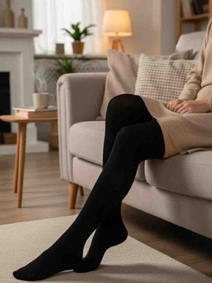 Algitsin O L A Kadın Diz Üstü Çorap 3 Lü Set-Tamamı Siyah