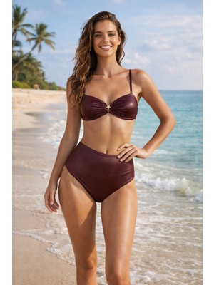 Serena Metal Yıldız Aksesuarlı Ayarlanabilir Sabit Askılı Bikini Takımı