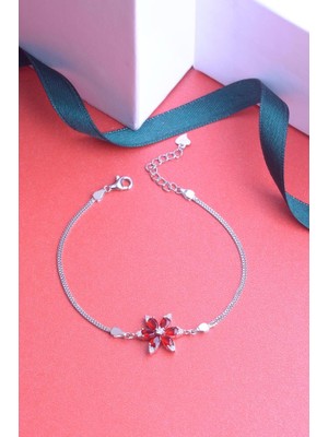 İnnuendo Jewelry 925 Ayar Gümüş Ikili Zincirli Lotus Çiçek Bileklik