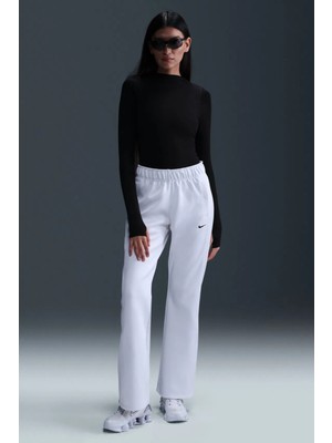 Nike Sportswear Essentials Windrunner Mid-Rise Slim Poly Knit Kadın Eşofman Altı Beyaz