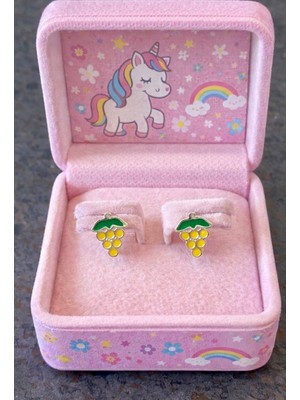 miraç gümüş takı atölyem 925 Ayar Gümüş Üzüm Detaylı Mineli Kız Çocuk Küpesi