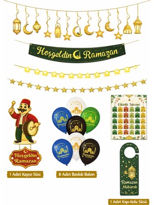 Kutulu Ramazan Süslemeleri Paketi, Balon ve Hoşgeldin Ramazan Dekorasyonu