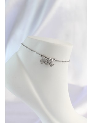 Hkursat 316L Çelik Gümüş Renk Minimal Kelebek Tasarımlı Halhal