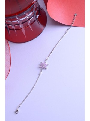 İnnuendo Jewelry 925 Ayar Gümüş Ikili Zincirli Lotus Çiçek Bileklik
