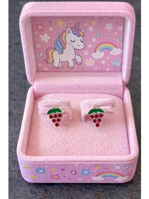 miraç gümüş takı atölyem 925 Ayar Gümüş Üzüm Detaylı Mineli Kız Çocuk Küpesi